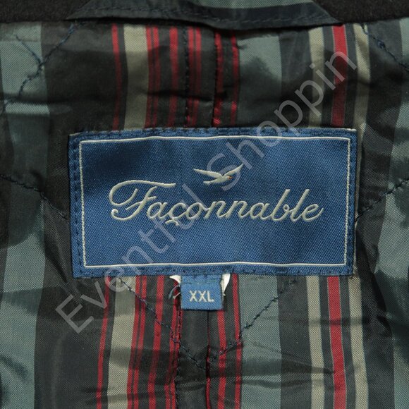 Faconnable Jacket Mens 2XL Blue Chore Coat Wool Button Down Navy - Picture 6 of 8